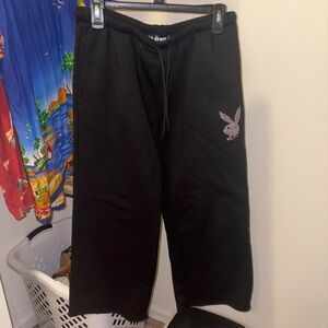 PLAYBOY Black Pants With Rhinestone Logo